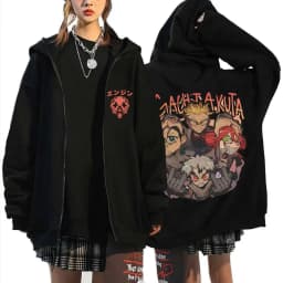 Anime Gachiakuta Enjin Same Style Zipper Hoodie Men Women Casual Oversized Zip Up Jacket Unisex Manga Cosplay Zip Up Sweatshirts