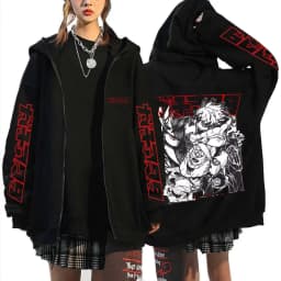 Anime Gachiakuta Enjin Same Style Zipper Hoodie Men Women Casual Oversized Zip Up Jacket Unisex Manga Cosplay Zip Up Sweatshirts