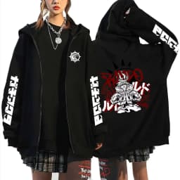 Anime Gachiakuta Enjin Same Style Zipper Hoodie Men Women Casual Oversized Zip Up Jacket Unisex Manga Cosplay Zip Up Sweatshirts