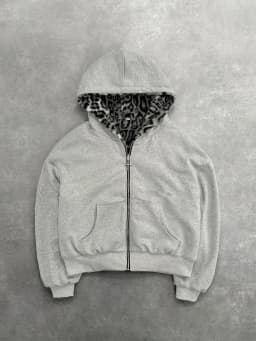 Unisex Sweatshirts Casual Vintage Zip Up Leopard Print Loose Hooded Cardigan Coats Outwear YKD-W8037