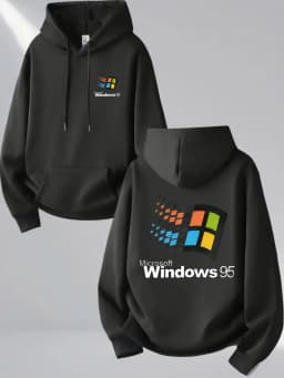 Windows 95 Graphic Vintage for Tech Enthusiasts Casual Streetwear Outfit Print Soft Material Pullover Pattern Hoodie Unisex Top
