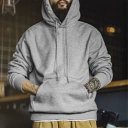 Maden Vintage Men's Heavyweight Rocky Hoodie Loose Fit Fleece-lined Warm Pullover Casual Thickened Layered Tops for Fall Winter