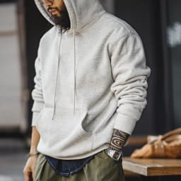Maden Vintage Men's Heavyweight Rocky Hoodie Loose Fit Fleece-lined Warm Pullover Casual Thickened Layered Tops for Fall Winter