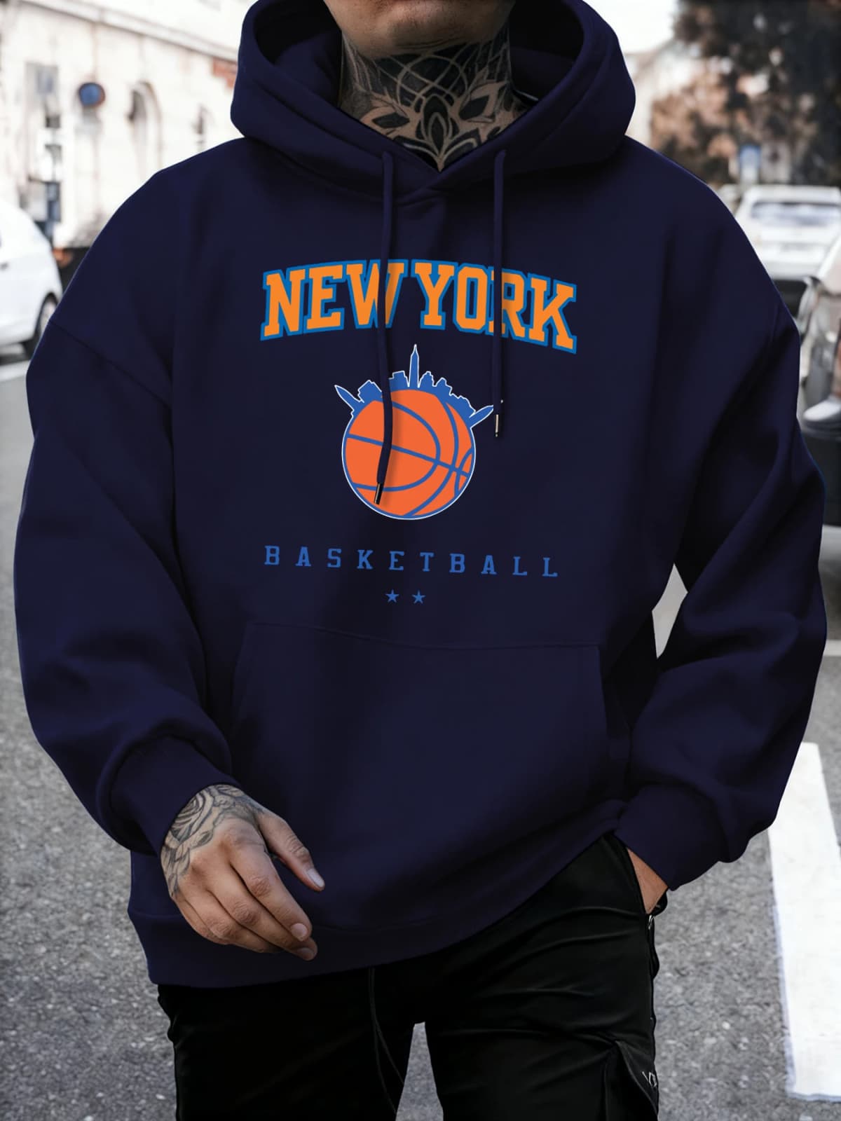 New York Basketball Printed Pullovers Men Fleece Casual Sportswear Autumn Warm Fashion Clothing Unisex Loose Soft Hoodies