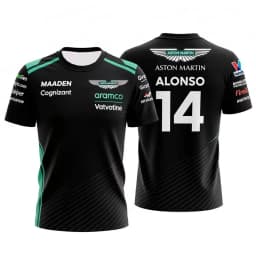 2026 Fernando Alonso No.14 Aston Martin Classic Racing Short-Sleeve T-Shirt Quick-Dry Breathable Motorcycle Riding