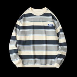 Korean Y2k Striped Sweatshirt Men's Spring Autumn Loose Fit Pullover Top Trendy Brand Ins Youth O Neck Color Blocking Hoodie Men