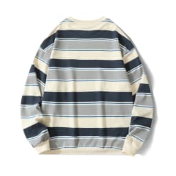 Korean Y2k Striped Sweatshirt Men's Spring Autumn Loose Fit Pullover Top Trendy Brand Ins Youth O Neck Color Blocking Hoodie Men