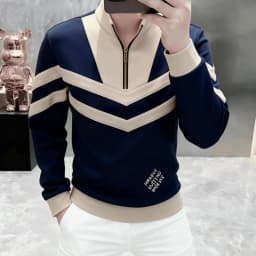 2026 Spring Luxury Stand Collar Sweatshirts Men's Trendy Splicing Hoodie Comfortable Versatile Casual Sweatshirts Men Clothing