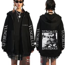 Yungblud IDOLS Wings Album Tour 2025 Zipper Hoodie Male Oversized Zip Up Jacket Men Women Clothing Hip Hop Hoodies Streetwear