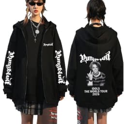 Yungblud IDOLS Wings Album Tour 2025 Zipper Hoodie Male Oversized Zip Up Jacket Men Women Clothing Hip Hop Hoodies Streetwear