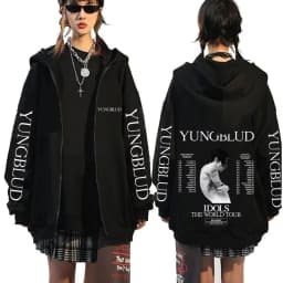 Yungblud IDOLS Wings Album Tour 2025 Zipper Hoodie Male Oversized Zip Up Jacket Men Women Clothing Hip Hop Hoodies Streetwear