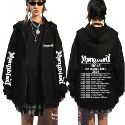 Yungblud IDOLS Wings Album Tour 2025 Zipper Hoodie Male Oversized Zip Up Jacket Men Women Clothing Hip Hop Hoodies Streetwear