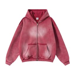 Men's Zip Up Hoodies Y2k Distressed Washed Oversize Cardigan Hoodie Plus Plush Tie-dye Fraying Hooded Sweatshirt Autumn Winter