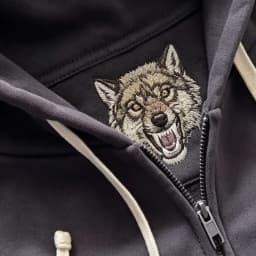 Y2K Grey Wolf Embroidered Hoodie Fashion Hip Hop Unisex Double Zipper Sweatshirts Oversized Vintage Harajuku Dark Street Jacket