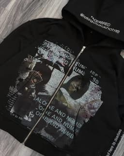 Harajuku Casual Letter Zip Oversized Hoodie Grunge Streetwear Gothic Sweatshirt Hoodies Women Tops Men Clothing Goth Y2k Clothes