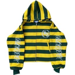 Y2K Retro Kid Zipper Hoodie Stripe Rivet Letter Embroidery Pattern Sweatshirt Men HipHop Fashion Streetwear Unisex Women Clothes