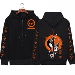 Anime Shaman King Yoh Asakura Zipper Hoodies Coat Cosplay Loog Sleeve Gift Clothes Student Men Women zipper jacket coats