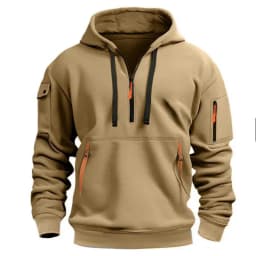 Autumn Winter Men's Hooded Hoodies Solid Long Sleeve Multi-pocket Zipper Pullover Sports Sweatshirt Harajuku Casual Streetwear