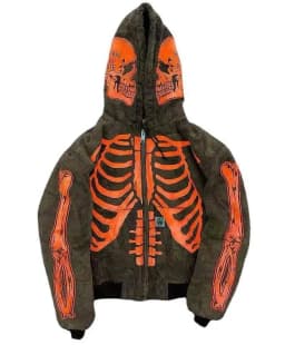 Skull Print Hooded Long Sve Sweatirt Casual Loose Fit Youthful Printed Hoodie Zipper Closure Comfortable Spring Autumn Top