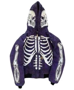 Skull Print Hooded Long Sve Sweatirt Casual Loose Fit Youthful Printed Hoodie Zipper Closure Comfortable Spring Autumn Top
