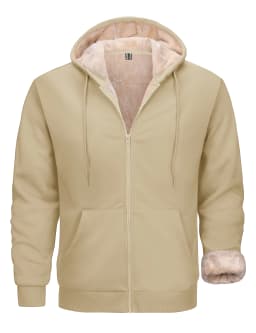 TACVASEN Men's Zip Up Hoodie Sherpa Lined Hooded Sweatshirt Winter Heavyweight Hoodies Warm Thick Fleece Jacket Casual Outwear