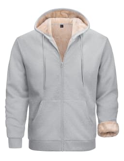 TACVASEN Men's Zip Up Hoodie Sherpa Lined Hooded Sweatshirt Winter Heavyweight Hoodies Warm Thick Fleece Jacket Casual Outwear