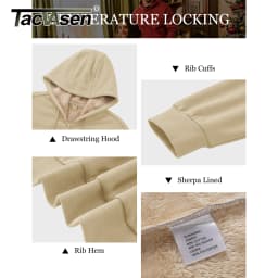 TACVASEN Men's Zip Up Hoodie Sherpa Lined Hooded Sweatshirt Winter Heavyweight Hoodies Warm Thick Fleece Jacket Casual Outwear