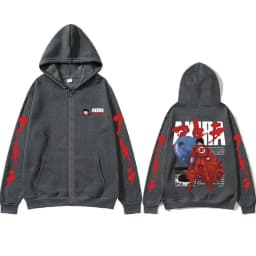 Japanese Science Fiction Cartoon Movie Anime Akira Shotaro Kaneda Merch Zipper Hoodie Men Women Vintage Oversized Zip Up Jacket