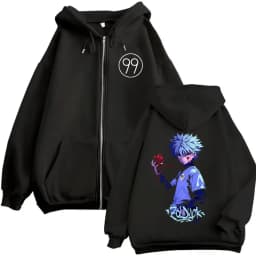 Anime Hunter X Hunter Zipper Hoodie Killua Zoldyck Graphic Hoodies Men Women Vintage Oversized Fleece Cotton Zip Up Jacket Coat