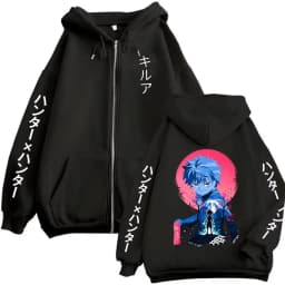 Anime Hunter X Hunter Zipper Hoodie Killua Zoldyck Graphic Hoodies Men Women Vintage Oversized Fleece Cotton Zip Up Jacket Coat