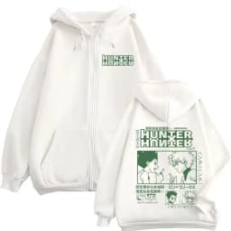 Anime Hunter X Hunter Zipper Hoodie Killua Zoldyck Graphic Hoodies Men Women Vintage Oversized Fleece Cotton Zip Up Jacket Coat