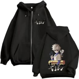 Anime Hunter X Hunter Zipper Hoodie Killua Zoldyck Graphic Hoodies Men Women Vintage Oversized Fleece Cotton Zip Up Jacket Coat