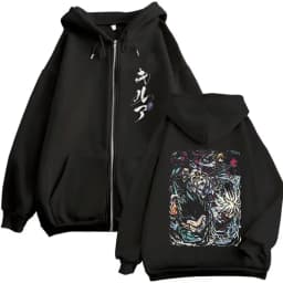 Anime Hunter X Hunter Zipper Hoodie Killua Zoldyck Graphic Hoodies Men Women Vintage Oversized Fleece Cotton Zip Up Jacket Coat