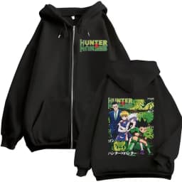 Anime Hunter X Hunter Zipper Hoodie Killua Zoldyck Graphic Hoodies Men Women Vintage Oversized Fleece Cotton Zip Up Jacket Coat
