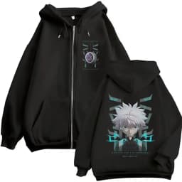 Anime Hunter X Hunter Zipper Hoodie Killua Zoldyck Graphic Hoodies Men Women Vintage Oversized Fleece Cotton Zip Up Jacket Coat