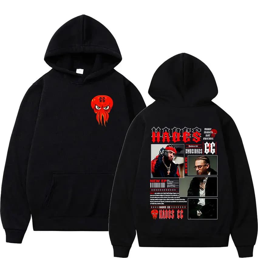 Rapper Hades 66 2025 Album Graphic Cover Hoody Men's Clothing Gothic Long Sleeve Sweatshirt Y2K Vintage Oversized Fleece Hoodies