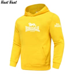 2026 Autumn/Winter New Arrival: LONSDALE Printed Fleece Men's Casual Hoodie, Harajuku Style, Basic Sporty Pullover Hoodie