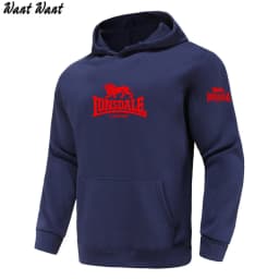 2026 Autumn/Winter New Arrival: LONSDALE Printed Fleece Men's Casual Hoodie, Harajuku Style, Basic Sporty Pullover Hoodie