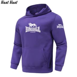2026 Autumn/Winter New Arrival: LONSDALE Printed Fleece Men's Casual Hoodie, Harajuku Style, Basic Sporty Pullover Hoodie