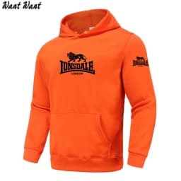 2026 Autumn/Winter New Arrival: LONSDALE Printed Fleece Men's Casual Hoodie, Harajuku Style, Basic Sporty Pullover Hoodie