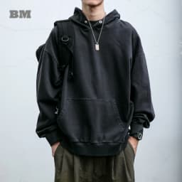 High Quality Vintage Distress Hoodies For Men Siro Spins Double Yarn Couple Sweatshirt Korean Streetwear Hip Hop Pullover Male
