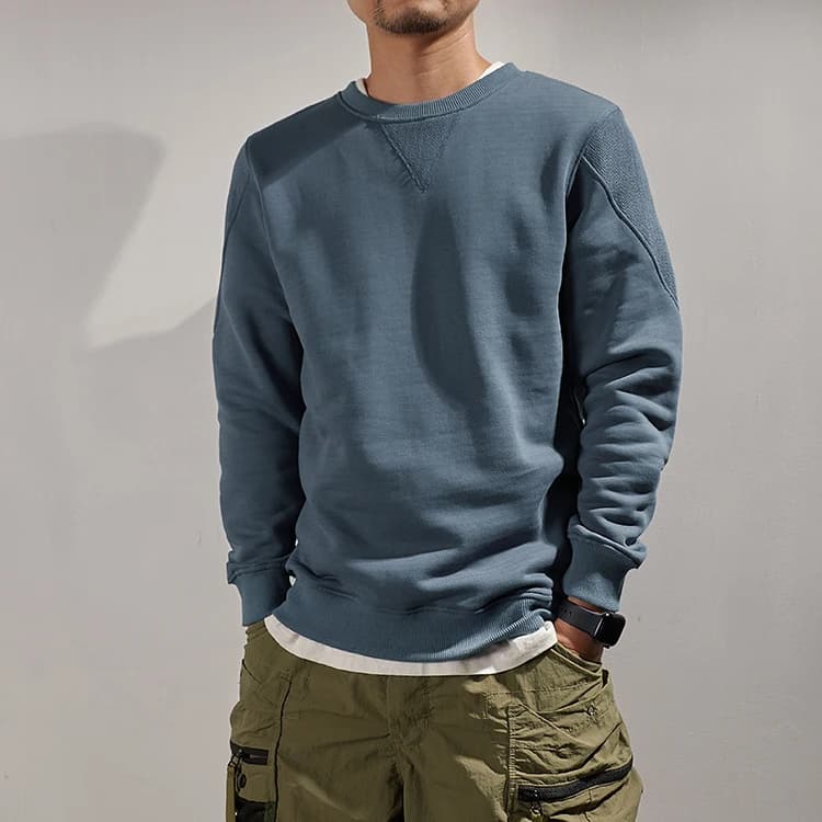 Heavyweight Pure Cotton Hoodie Men's Loose Fit round Neck Sweatshirt Spring Autumn Casual Fashion Urban Style Youth Clothing