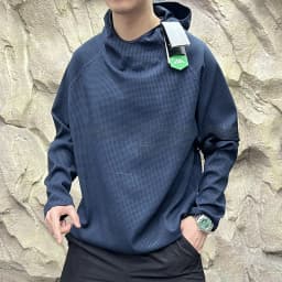 Afashion AMASSRUVE Autumn Winter Couple's Elastic Lightweight Hooded High Collar Sweater Trendy Breathable Polyester Long Sleeve