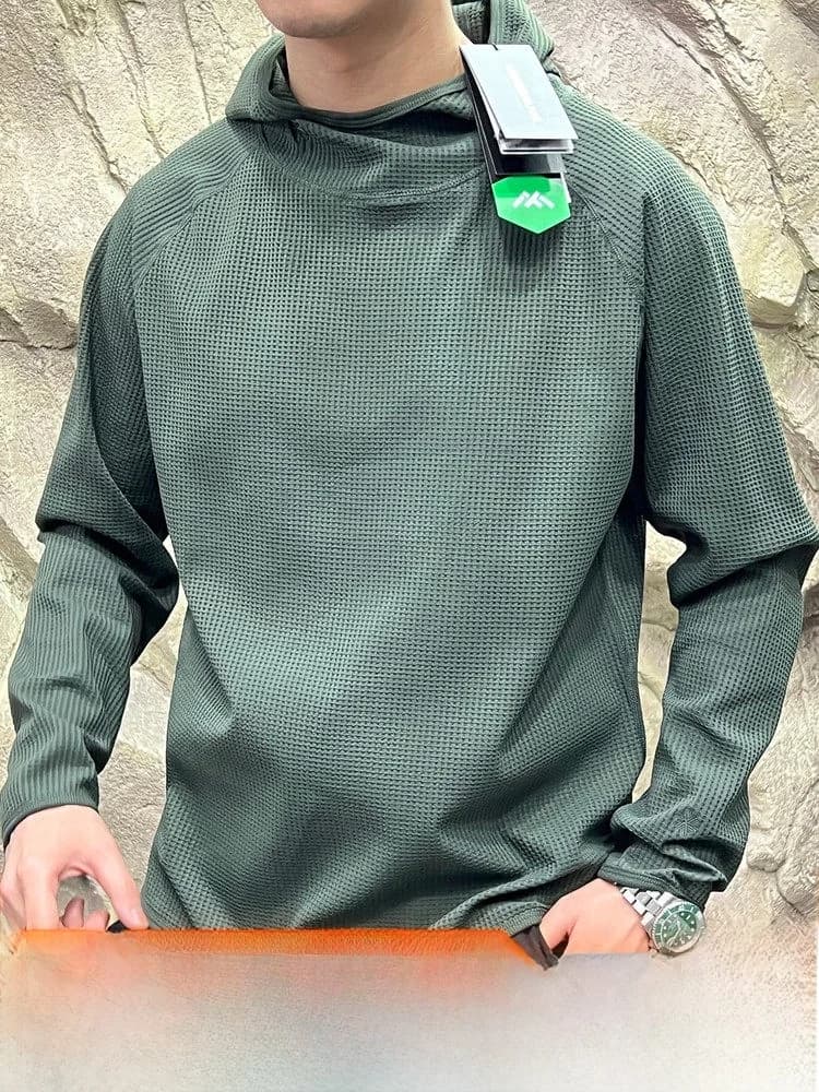 Afashion AMASSRUVE Autumn Winter Couple's Elastic Lightweight Hooded High Collar Sweater Trendy Breathable Polyester Long Sleeve