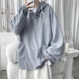 Loose Fit Hoodie Sweatshirt Unisex Casual Style Basic Color Design Youth Trend Autumn Wear Outerwear T-Shirt Jacket
