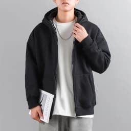 Dukeen Winter Hoodies for Men with Fleece Thicken Warm Zip-Up Hooded Shirt Casual Solid Color Woman Clothing White Black Coat