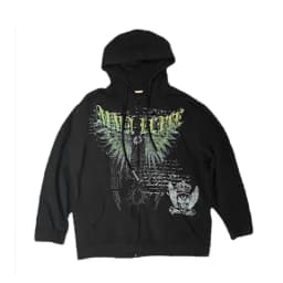 Mens Black Zip Up Hoodie Retro Movie Player Graphic Streetwear Casual Pullover Loose Fit Sweatshirt Mens Fashion Hip Hop Style