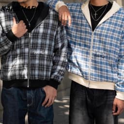 KAMEHARA American Retro Reversible Plaid Zipper Hoodie Sweatshirt Mens Womens Casual Plaid Hoodies Solid Color Lining Y2K 골프웨어