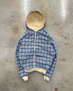 KAMEHARA American Retro Reversible Plaid Zipper Hoodie Sweatshirt Mens Womens Casual Plaid Hoodies Solid Color Lining Y2K 골프웨어