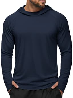 TACVASEN Men's UPF 50+ Hoodie Fishing Shirts Long Sleeve High Collar Mesh UV Sun Protection Rash Guard Swim Beach Running Hiking